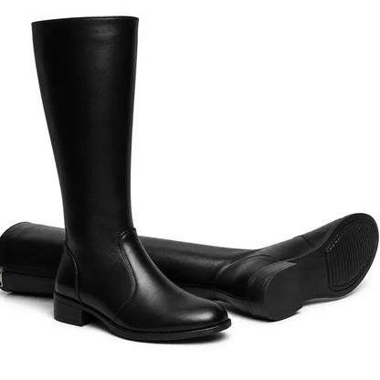 [COMPRE 1 E LEVE 2] Bota Longa Feminina de Couro Italiano com Zíper Lateral + Bolsa Transversal de Brinde