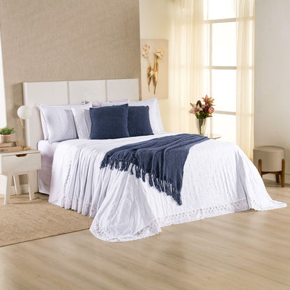 [10 PEÇAS] Jogo de Cama Serena Percal 300 Fios Bordado Inglês + Kit de Toalhas Premium de Brinde