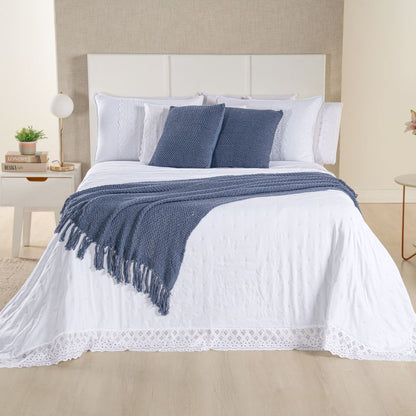 [10 PEÇAS] Jogo de Cama Serena Percal 300 Fios Bordado Inglês + Kit de Toalhas Premium de Brinde