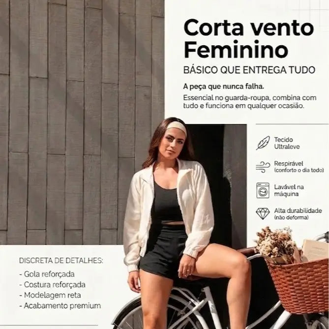 [COMPRE 1 E LEVE 3] Jaqueta Corta-Vento Feminina Ultraleve com Secagem Rápida + Garrafa Térmica de Brinde