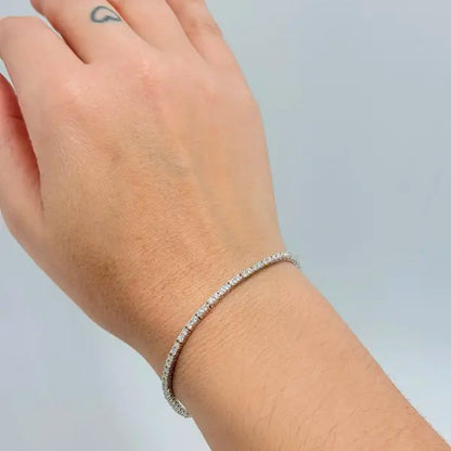 [COMPRE 1 E LEVE 2] Pulseira Riviera em Prata 925 com Moissanites 1,79ct + Jogo de anéis em Prata 925 de Brinde