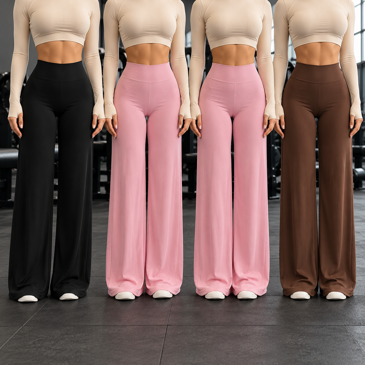 [COMPRE 2 E LEVE 4] Calça Pantalona de Cintura Alta — Elástica, Sem Transparência e Efeito Empina Bumbum + Fone Bluetooth de Brinde