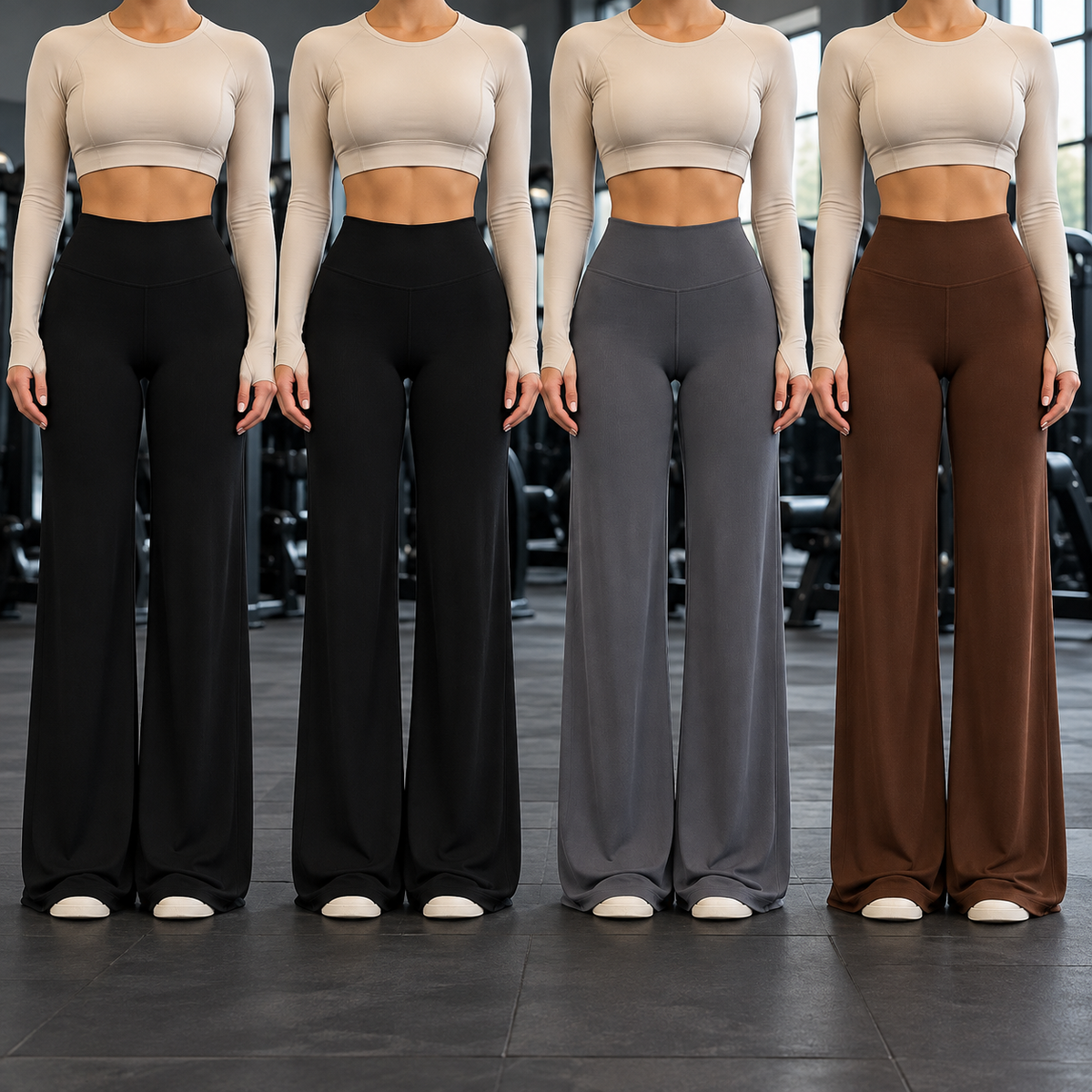 [COMPRE 2 E LEVE 4] Calça Pantalona de Cintura Alta — Elástica, Sem Transparência e Efeito Empina Bumbum + Fone Bluetooth de Brinde