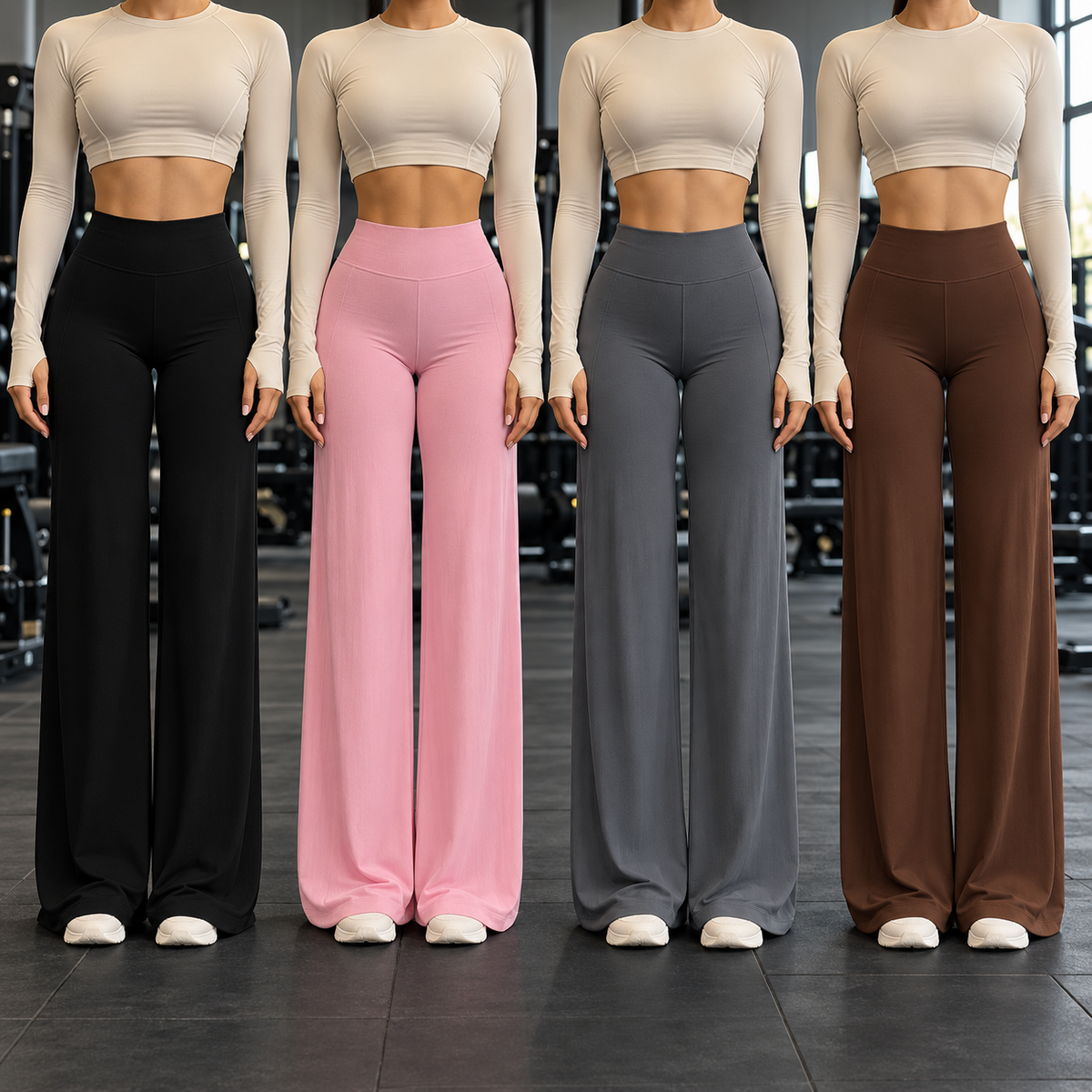 [COMPRE 2 E LEVE 4] Calça Pantalona de Cintura Alta — Elástica, Sem Transparência e Efeito Empina Bumbum + Fone Bluetooth de Brinde