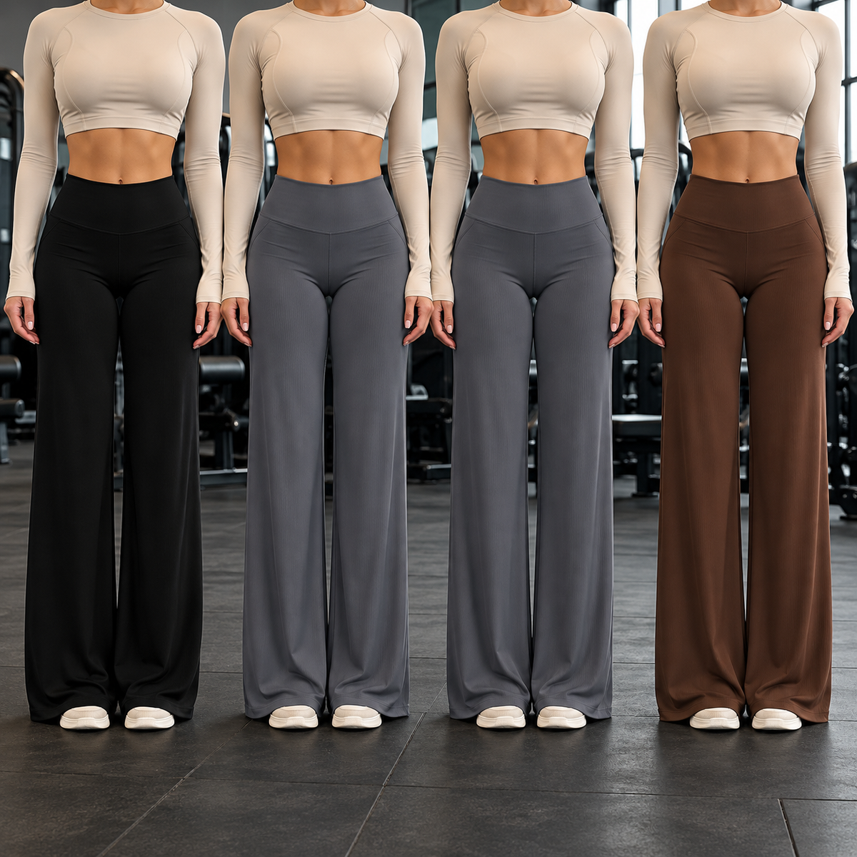 [COMPRE 2 E LEVE 4] Calça Pantalona de Cintura Alta — Elástica, Sem Transparência e Efeito Empina Bumbum + Fone Bluetooth de Brinde