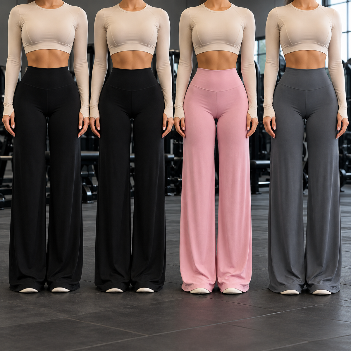[COMPRE 2 E LEVE 4] Calça Pantalona de Cintura Alta — Elástica, Sem Transparência e Efeito Empina Bumbum + Fone Bluetooth de Brinde