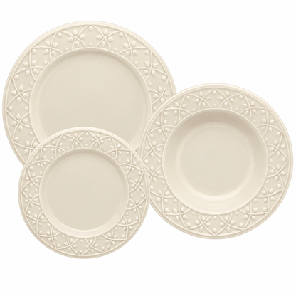 [18 PEÇAS] Aparelho de Jantar de Cerâmica para 6 Pessoas + Kit de Silicone de Brinde