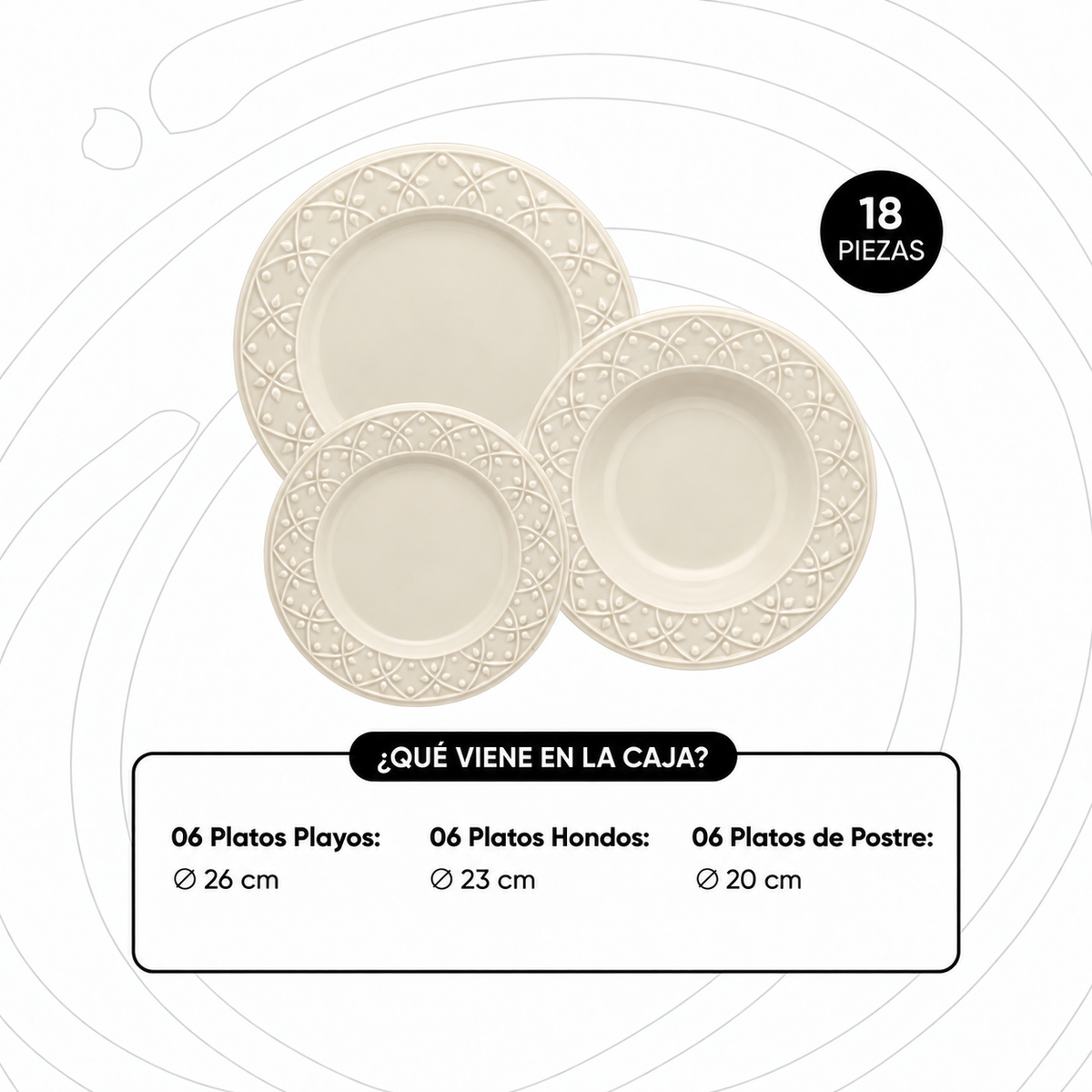 [18 PEÇAS] Aparelho de Jantar de Cerâmica para 6 Pessoas + Kit de Silicone de Brinde