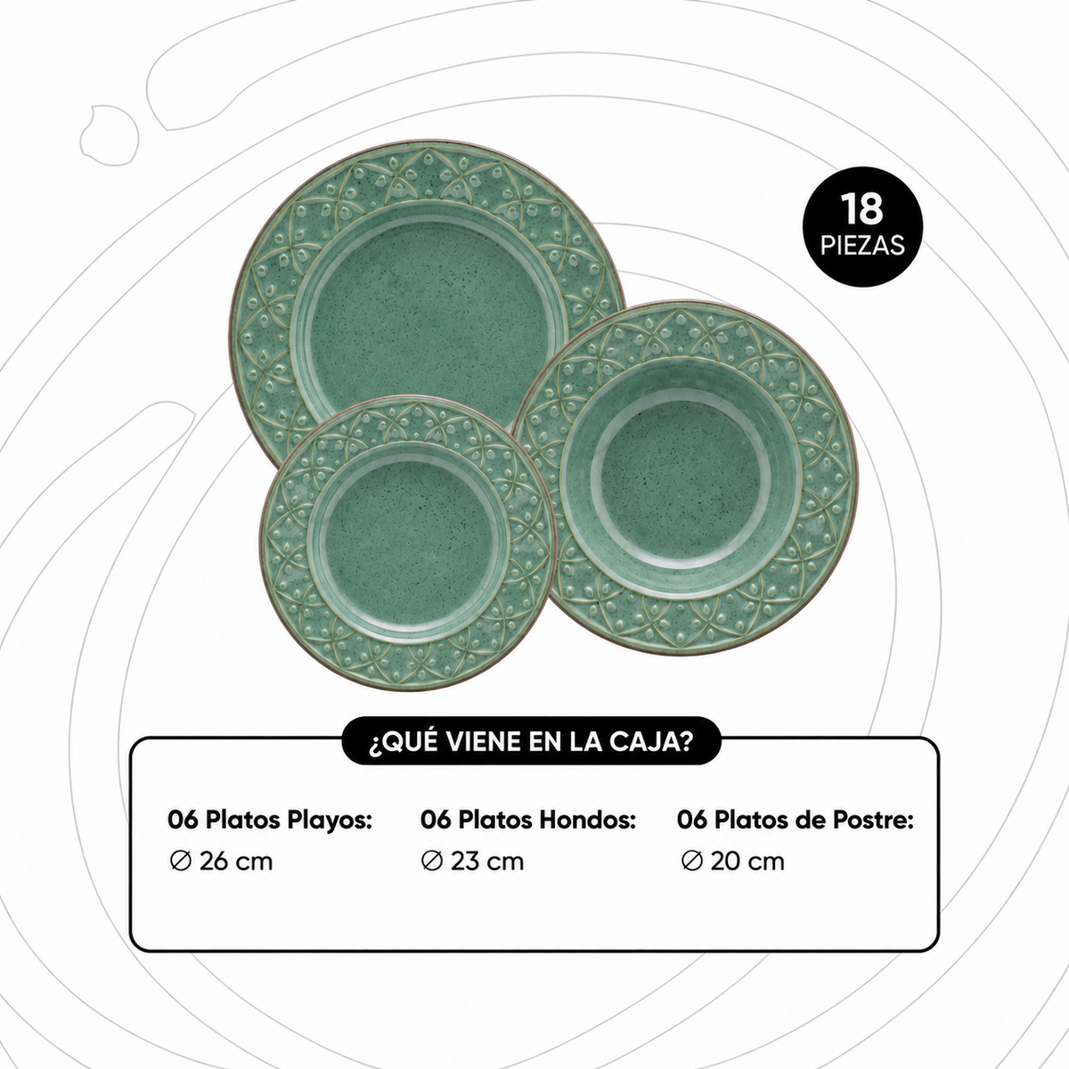 [18 PEÇAS] Aparelho de Jantar de Cerâmica para 6 Pessoas + Kit de Silicone de Brinde