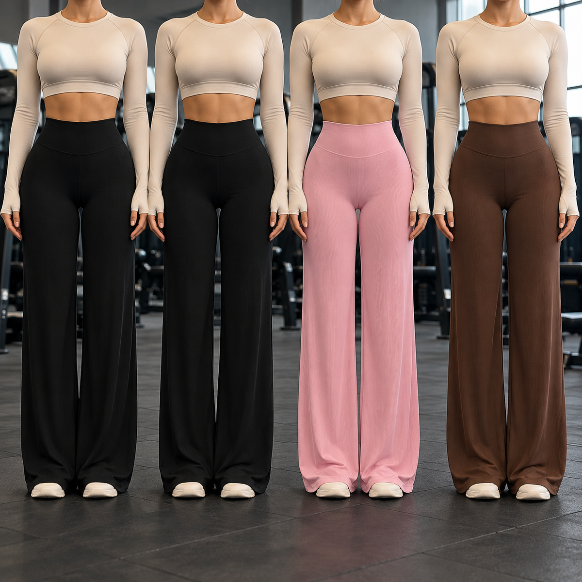[COMPRE 2 E LEVE 4] Calça Pantalona de Cintura Alta — Elástica, Sem Transparência e Efeito Empina Bumbum + Fone Bluetooth de Brinde