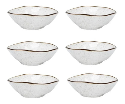 [18 PEÇAS] Aparelho de Jantar de Porcelana Rústica para 6 Pessoas + Conjunto de Bowls para Sopa de Brinde