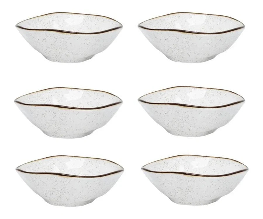 [18 PEÇAS] Aparelho de Jantar de Porcelana Rústica para 6 Pessoas + Conjunto de Bowls para Sopa de Brinde