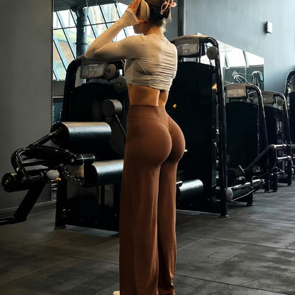 [COMPRE 2 E LEVE 4] Calça Pantalona de Cintura Alta — Elástica, Sem Transparência e Efeito Empina Bumbum + Fone Bluetooth de Brinde