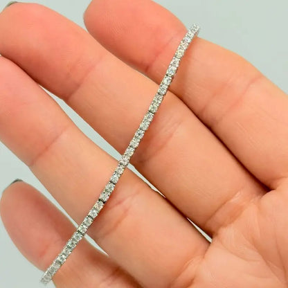 [COMPRE 1 E LEVE 2] Pulseira Riviera em Prata 925 com Moissanites 1,79ct + Jogo de anéis em Prata 925 de Brinde