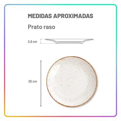 [18 PEÇAS] Aparelho de Jantar de Porcelana Rústica para 6 Pessoas + Conjunto de Bowls para Sopa de Brinde