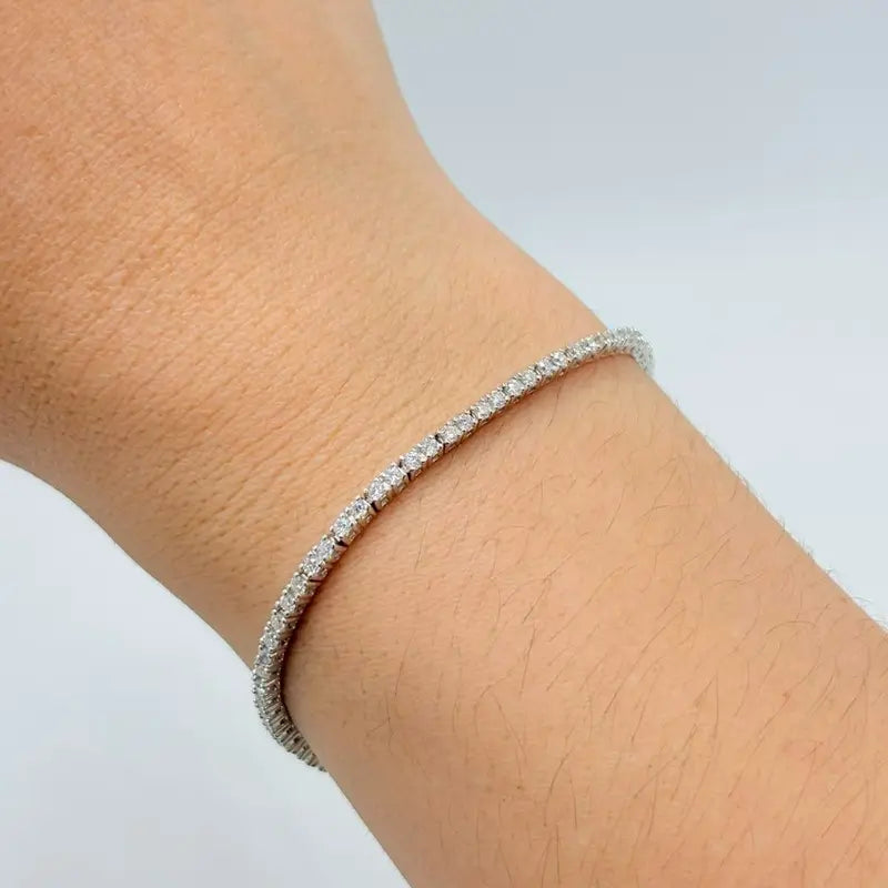 [COMPRE 1 E LEVE 2] Pulseira Riviera em Prata 925 com Moissanites 1,79ct + Jogo de anéis em Prata 925 de Brinde
