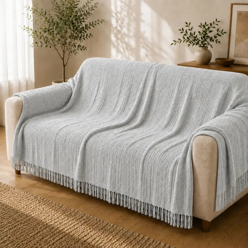 [Compre 1 e Leve 3] Manta Super King para Sofá de 100% Algodão — 300×180 cm + 2 Almofadas GRÁTIS