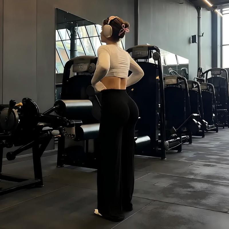 [COMPRE 2 E LEVE 4] Calça Pantalona de Cintura Alta — Elástica, Sem Transparência e Efeito Empina Bumbum + Fone Bluetooth de Brinde