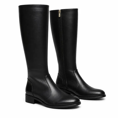 [COMPRE 1 E LEVE 2] Bota Longa Feminina de Couro Italiano com Zíper Lateral + Bolsa Transversal de Brinde